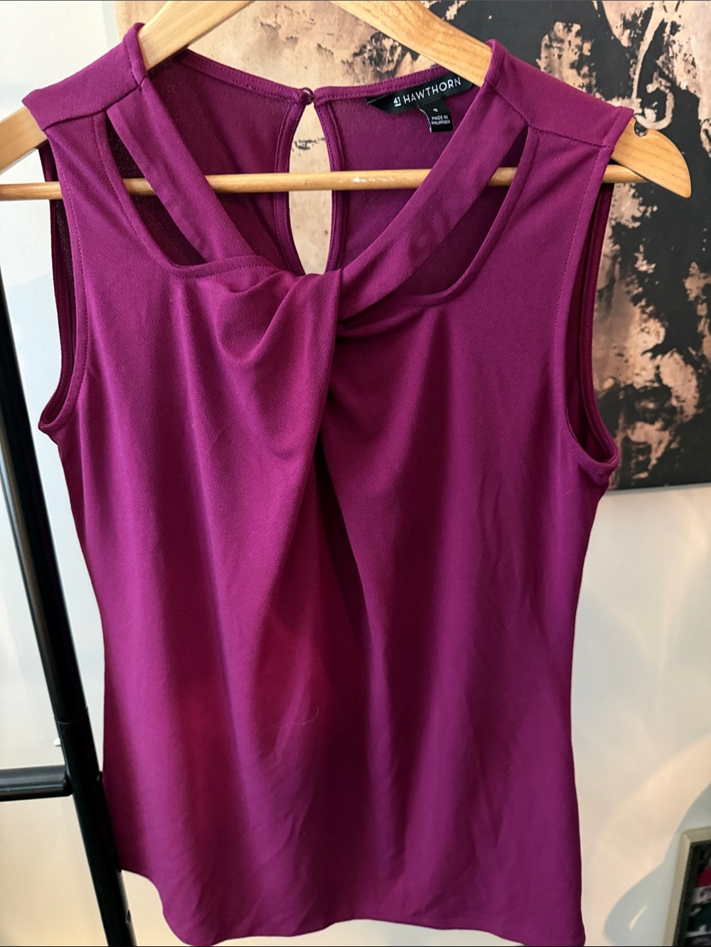 41 Hawthorn Sleeveless Twist-Neck Top in Deep Magenta